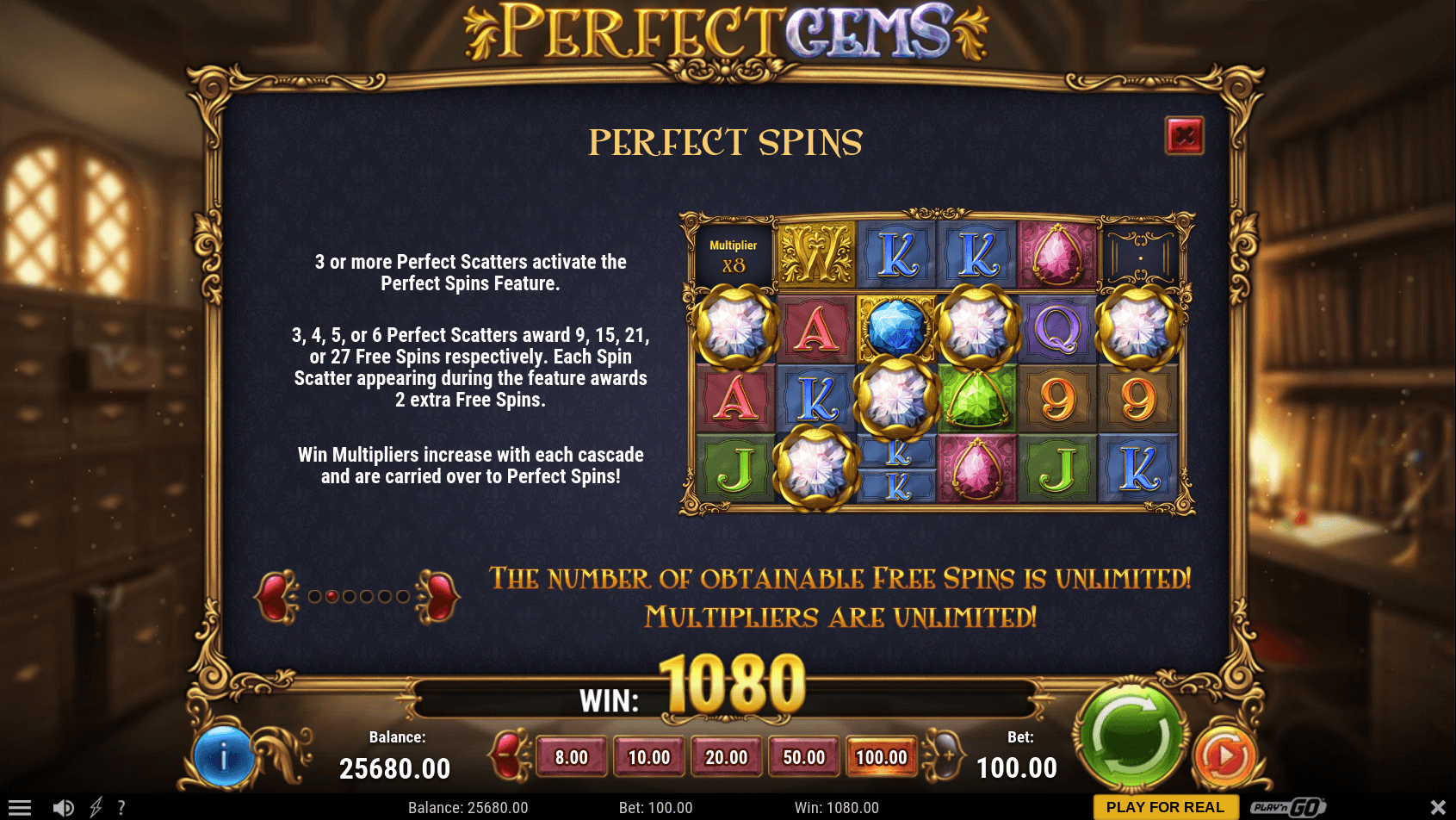 Play N Go Perfect Gems Gameplay Spins Symbols